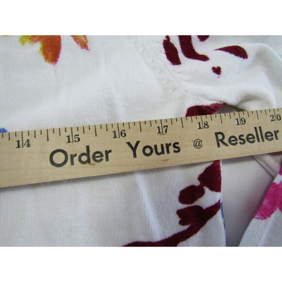 Zara Floral Knit Sweater Crew Women's size M Coastal Boho Cottagecore Whimsical - Picture 6 of 7